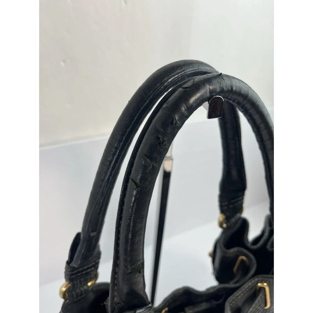 Juicy Couture Vintage Y2K Black Leather Handbag Hobo Purse Gold Hardware Pink